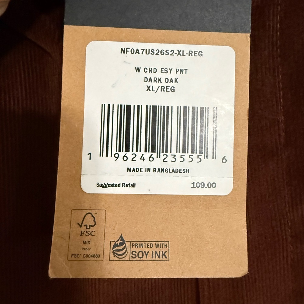 NEW North Face women corduroy, easy pants, dark oak size XL wide leg cropped - Picture 9 of 13